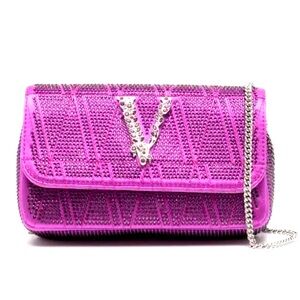 🎁 NWT Versace Crystal Rhinestone Embellished Bag Rare Color $2375 Retail